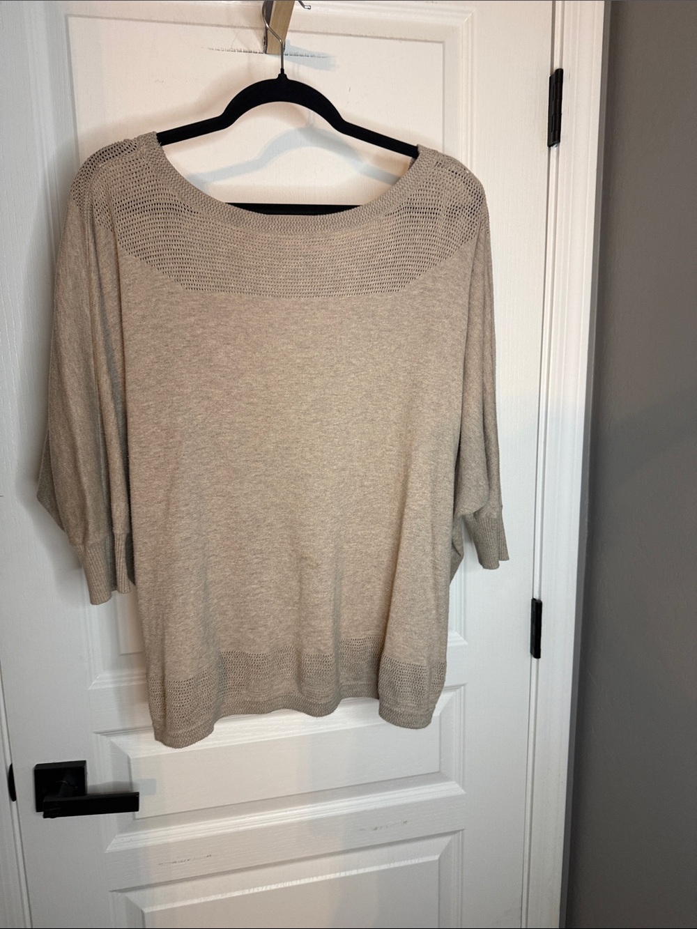 Victoria's Secret Light Taupe Scoop-Neck Knit Cotton/Cashmere Blend Sweater